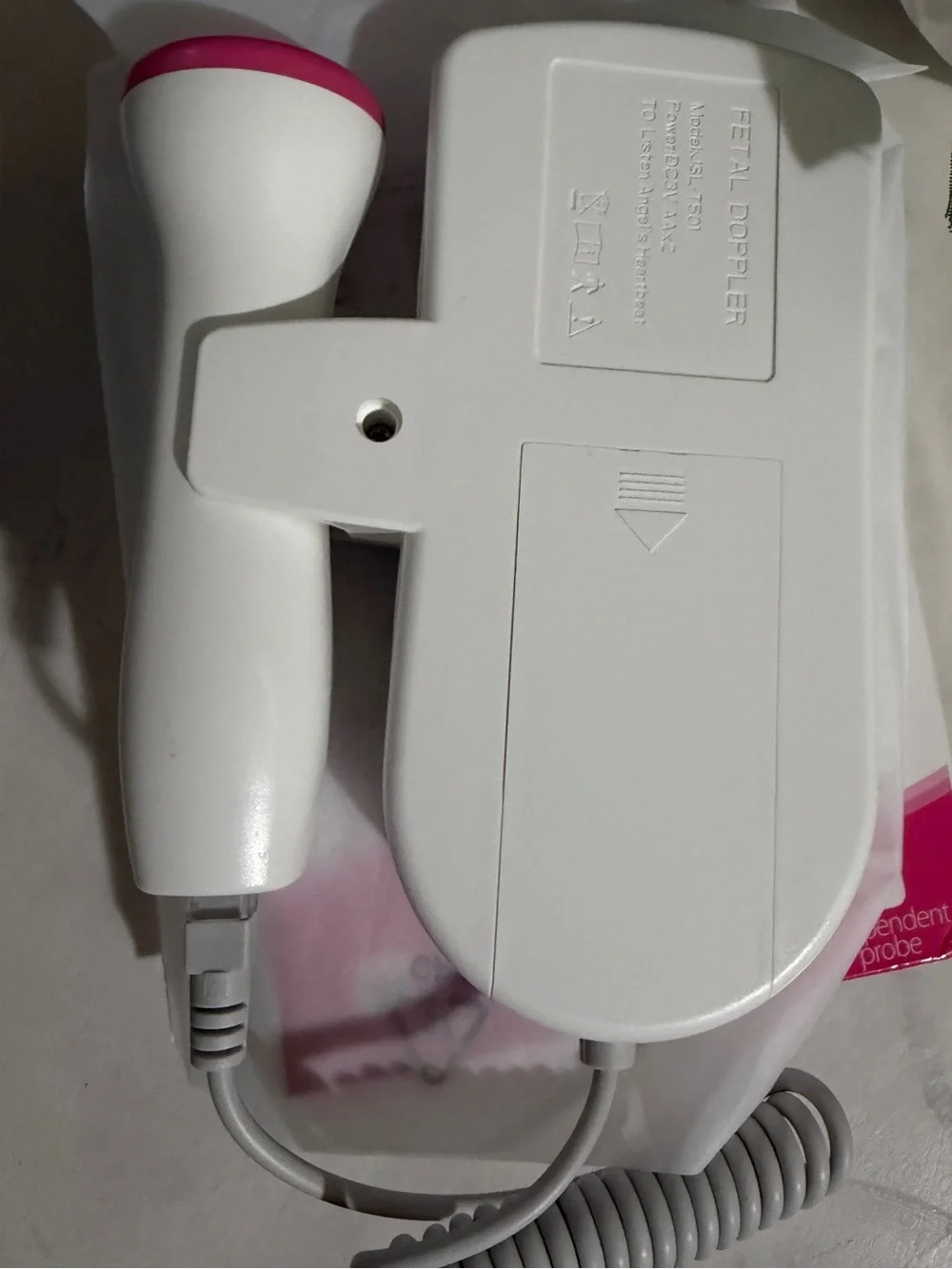 Portable Fetal Doppler Baby Heartbeat Monitor - White & Pink
